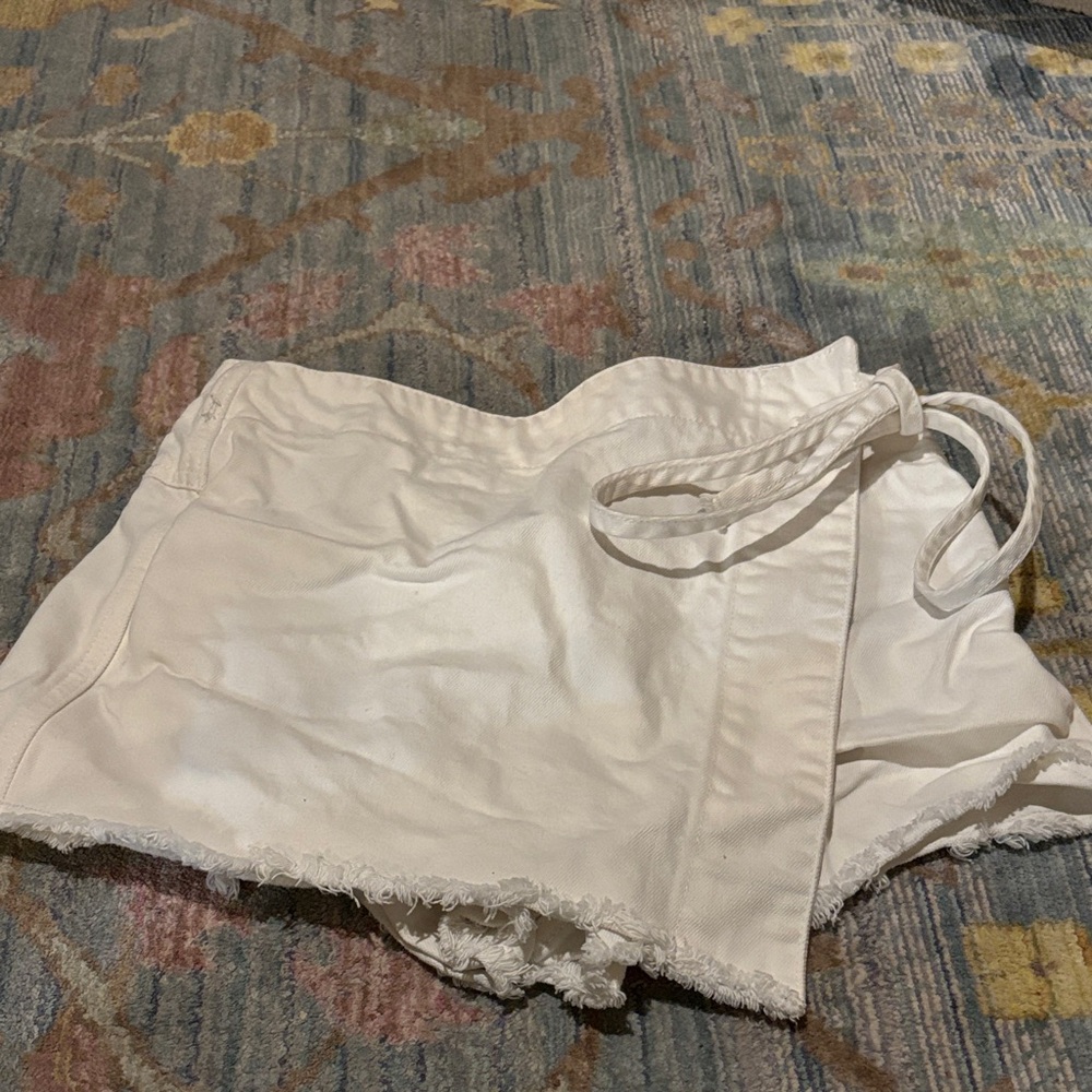 Free People White Wrap Skirt with Frayed Hem